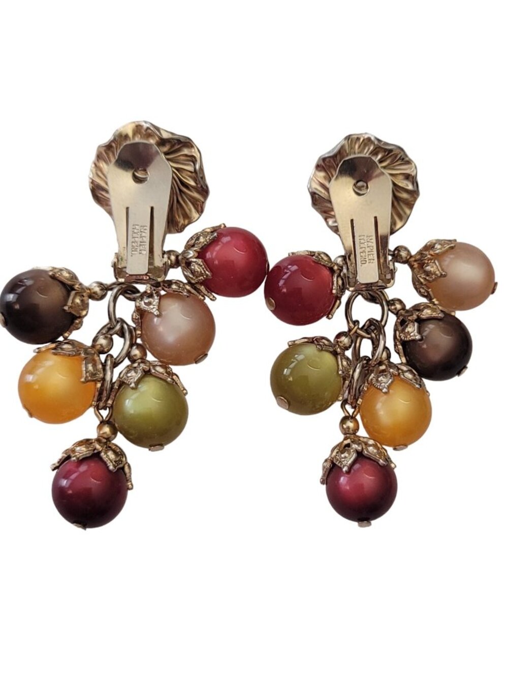 Napier Gold-Tone Autumn Moonstone Glow Stone Charm Dangle Clip-On Earrings, E726 - Picture 5 of 9